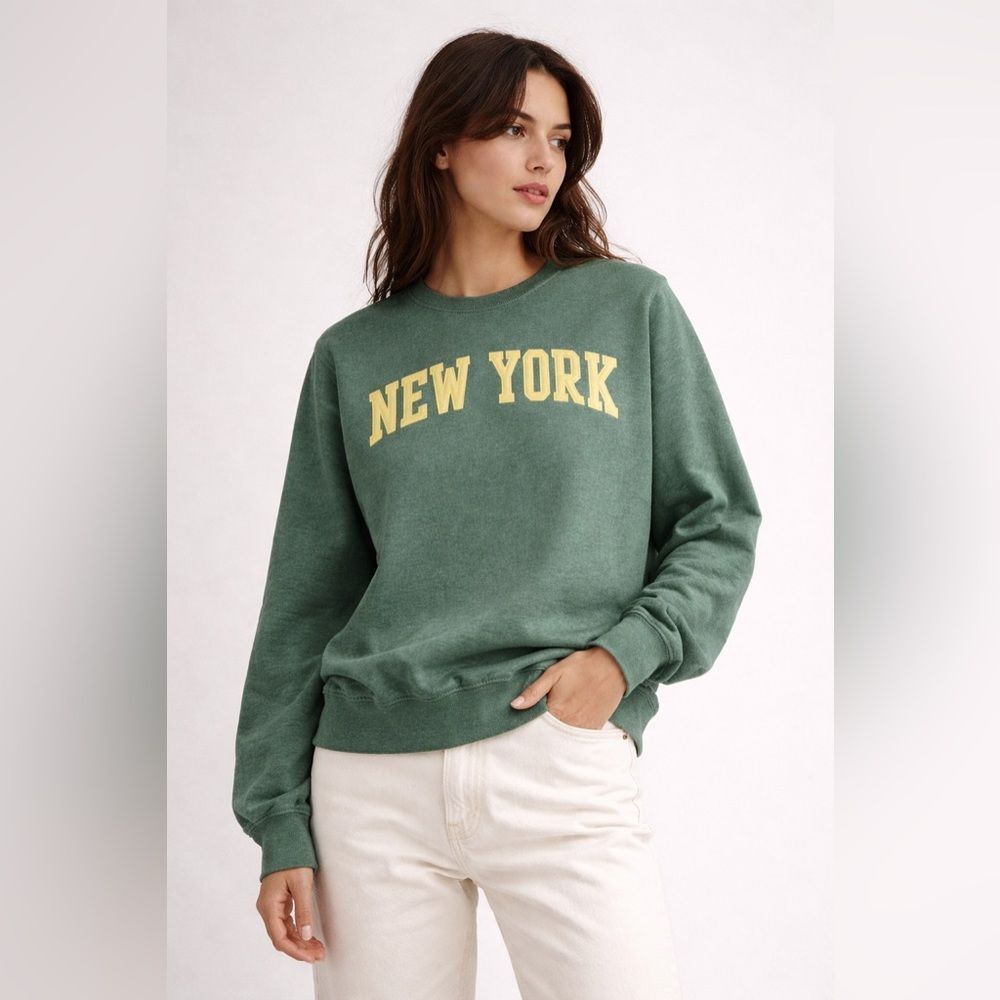 New York Green Crewneck Sweatshirt by New York Popular